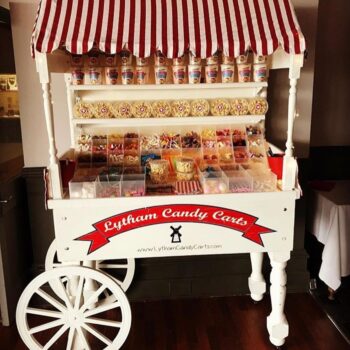 Candy sweet cart with Popcorn & Candy Floss tubs.