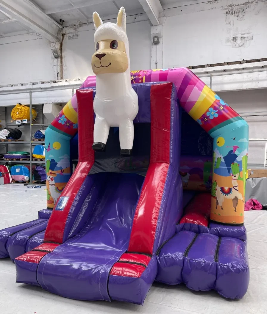 cropped-Drama-llama.webp 14ft x 18ft No Drama Llama Disco Bouncy Castle with Lights, Music & Slide - Image 1