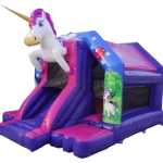 14ft x 18ft Disco Unicorn Bouncy Castle with Lights, Music & Slide